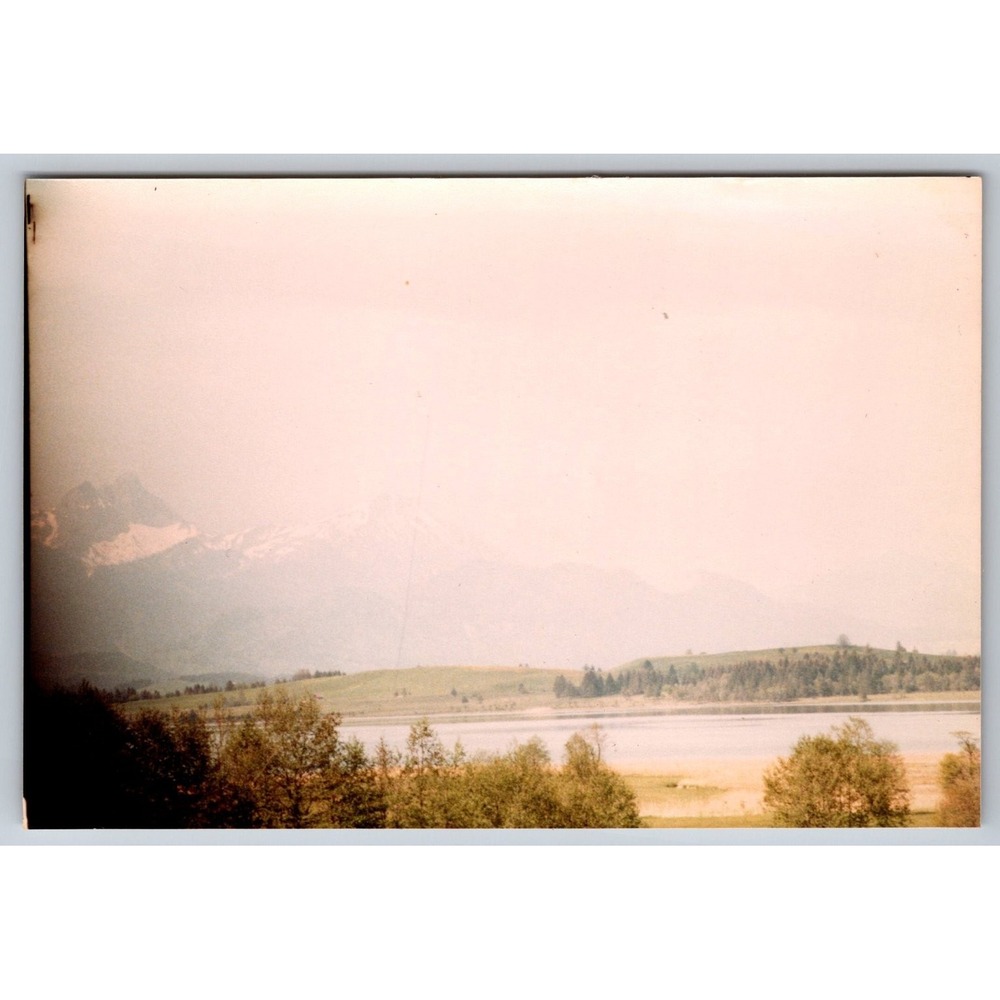 Vintage 1960s Mountain Lake Landscape Color Snapshot Photograph Scenic View